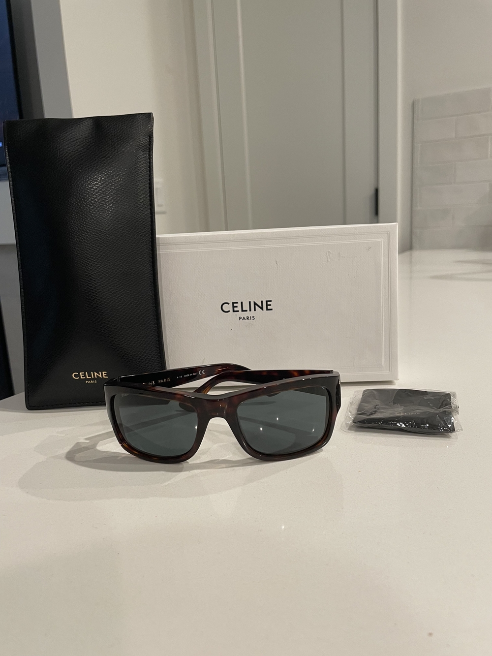 Celine CL40079I 52N Tortoise Square Sunglasses Gray Lenses